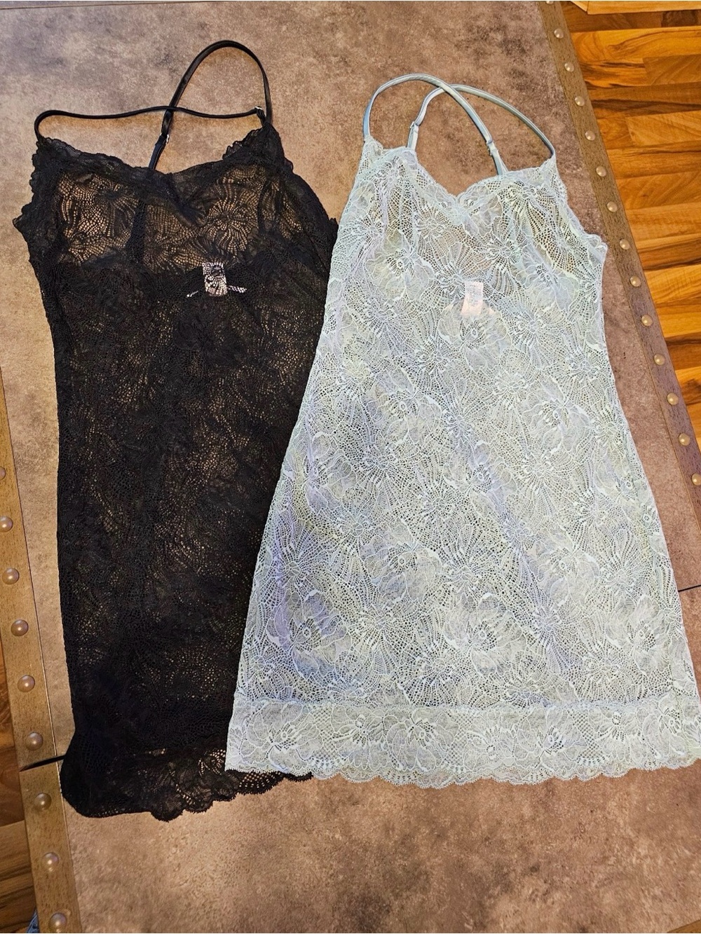 Victoria's Secret Lace Slip Chemise - Black & Light Blue